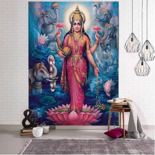 Tenture Murale Indienne - Lakshmi, Déesse de la Prospérité