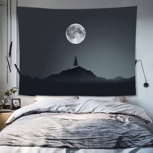 Tenture Murale Paysage Gothique Nocturne Minimaliste avec Lune