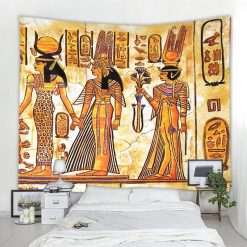Tapisserie Murale Égypte Ancienne Triade Divine de Thèbes