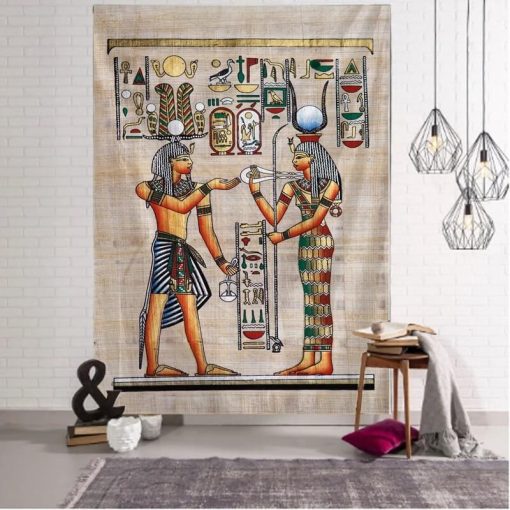 Tenture Murale Égypte Anubis et Hathor