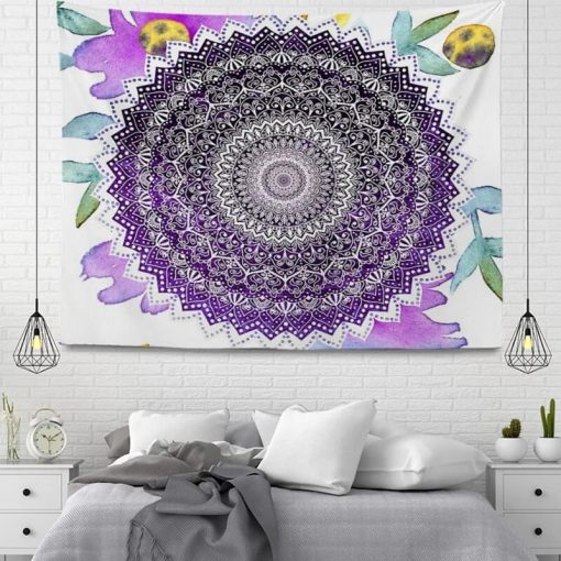 Tenture Murale Mandala Cosmos Pourpre