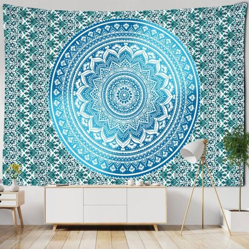 Tenture Murale Mandala Éclat des Mosaïques Turquoises