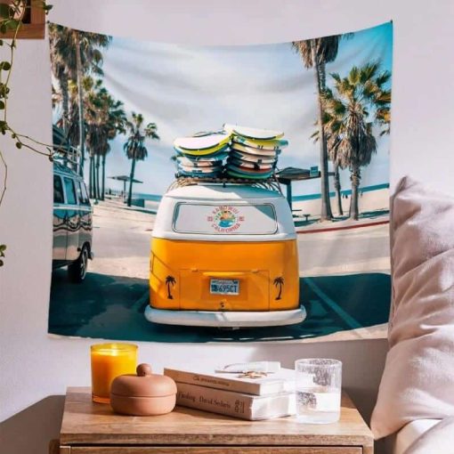 Tenture Tapisserie Murale Hippie California Surf Van