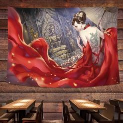 Tenture murale Japon - Geisha au Dragon