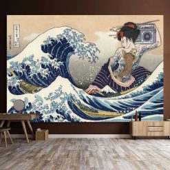 Tenture murale Japon - Geisha et la Grande Vague