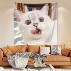 Tenture Chat Lolcat Mème - Chaton Surprise aux Yeux Ronds