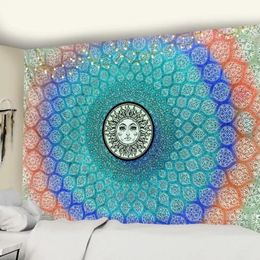 Tenture Mandala Lueur Céleste Mosaïque Lunaire