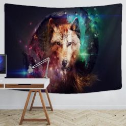 Tenture Murale Loup Sauvage Galactique Mystique