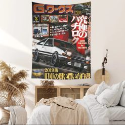 Magnifique Tenture Murale Vintage Auto Japonais Toyota AE86 Trueno