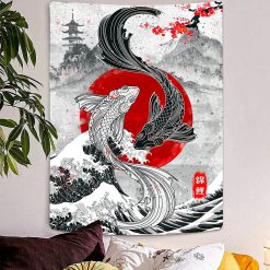 Tenture Murale Japonaise - Carpes Koi Yin-Yang