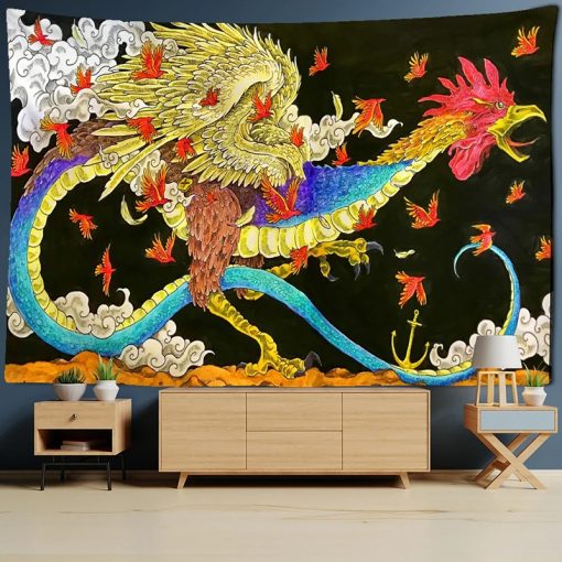 Tenture Murale Japonaise - Dragon Impérial en Vol