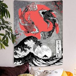 Tenture Murale Japonaise - Koi Fusion et Créatures Fantastiques