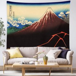 Tenture Murale Japonaise Mont Fuji Ukiyo-e en Éruption