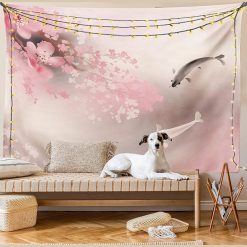 Tenture Murale Japonaise - Sakura Pastel en Fleurs et Carpes Koi