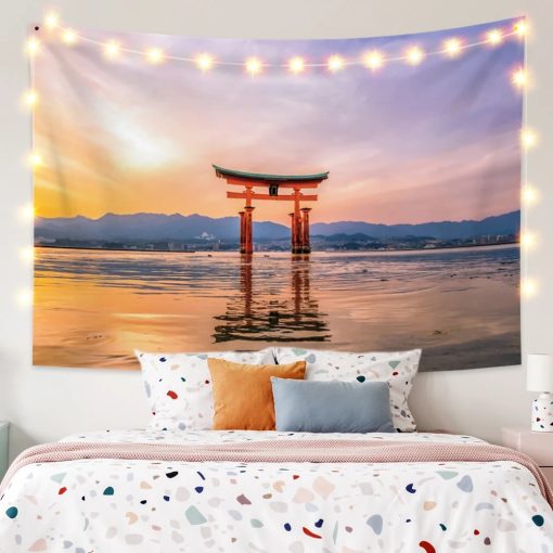 Tenture Murale Japonaise Torii Japonais au lever de Soleil