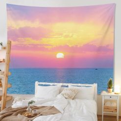 Tenture Murale Paysage "Coucher de Soleil Tropical sur Mer Azur"