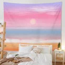 Tenture Murale Paysage Océan Horizon Rose Pastel