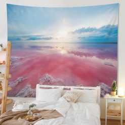 Tenture Murale Paysage de Camargue "Reflet Rose sur Mer Saline"