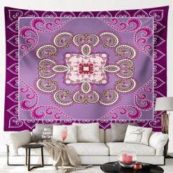 Vue de face Tenture Murale Mandala Oriental Rose Impériale