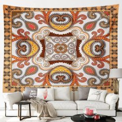 Vue de face Tenture Murale Mandala Oriental Oasis Dorée