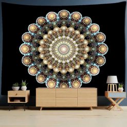 Tenture Murale Mandala Reflet de Lumière Dorée