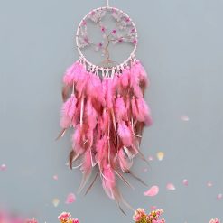 Attrape-Rêves Arbre de Vie et Plumes de Cerisier Rose