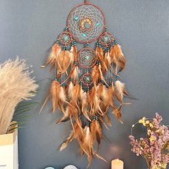 "Attrape-Rêves Ethnique 'Soleil Cuivré et Plumes de Feu'