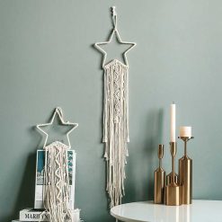 Attrape-Rêves Étoile Macramé Bohème en Écru