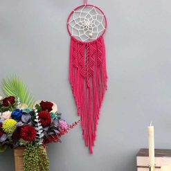 Attrape-Rêves Macramé 'Élégance Naturelle' Couleur Rouge