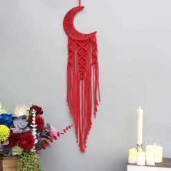 Décoration Murale Macramé 'Lune Rouge Passion'