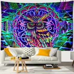 Tenture Murale Psychédélique Hibou Cosmogonique