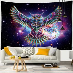 Tenture Murale Psychédélique Hibou Galactique