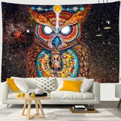 Tenture Murale Psychédélique Hibou Mystique