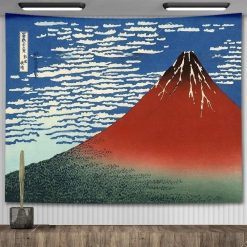 Tenture Murale Japonaise Éruption de Couleurs sur le Mont Fuji