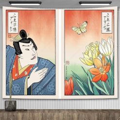 Tenture Murale Japonaise L'Énigme du Pigeon et du Lotus