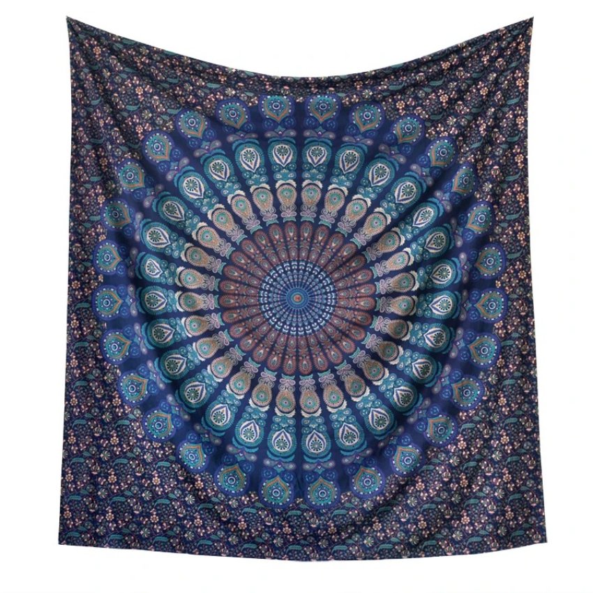 Détails de la Tenture Murale Mandala Éclat Mystique Indigo - 100% coton - Fait à la main