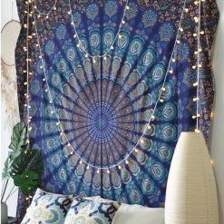 Magnifique Tenture Murale Mandala Éclat Mystique Indigo - 100% coton - Fait à la main
