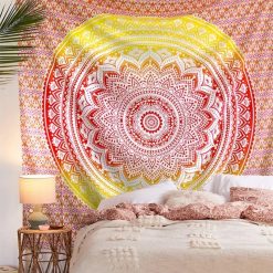Magnifique Tenture Murale Mandala Éclat du Soleil - 100% coton - Fait à la main