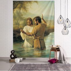 Tenture Murale Art Chrétien "Baptême au Jourdain"