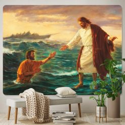 Tenture Murale Art Chrétien "Foi à travers les Tempêtes"