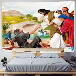 Tenture Murale Art Chrétien "Guérison au Bord de l'Eau"
