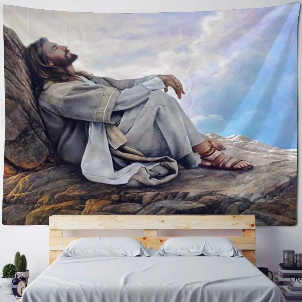 Tenture Murale Art Chrétien "Méditation au Mont"