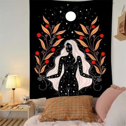 Tenture Murale Bohème "Divinité Solaire d'Or et d'Ébène"
