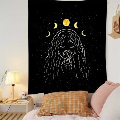 Tenture Murale Bohème "Eclipse Lunaire en Contemplation"