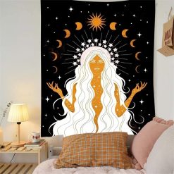 Tenture Murale Bohème Invocation Stellaire Dorée