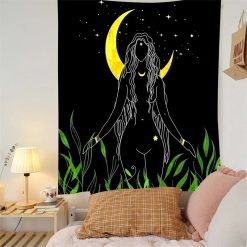 Tenture Murale Bohème "Sérénade de la Lune Jaune"