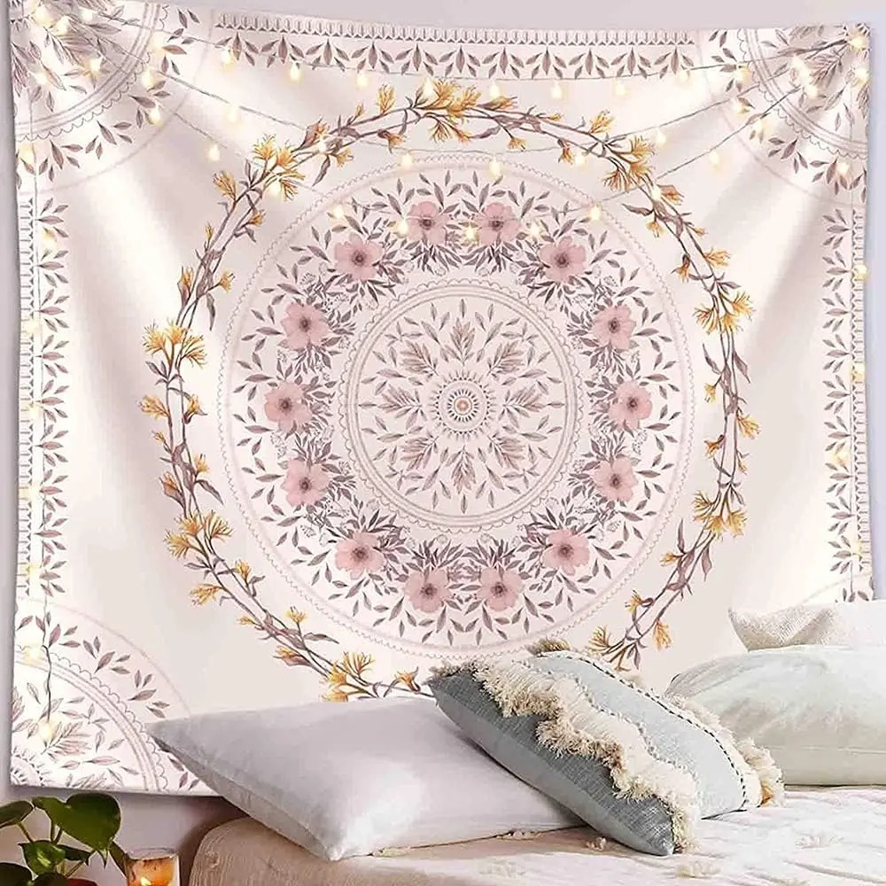 Tenture Murale Hippie Rosée Florale Bohème