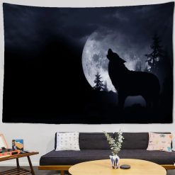 Tenture Murale Loup "Clair de Lune Silencieux"
