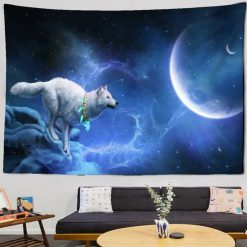 Tenture Murale Loup "Marche Spirituelle Stellée"