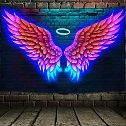 Tenture Murale Lumière Noire « Ailes d'Ange Néon »